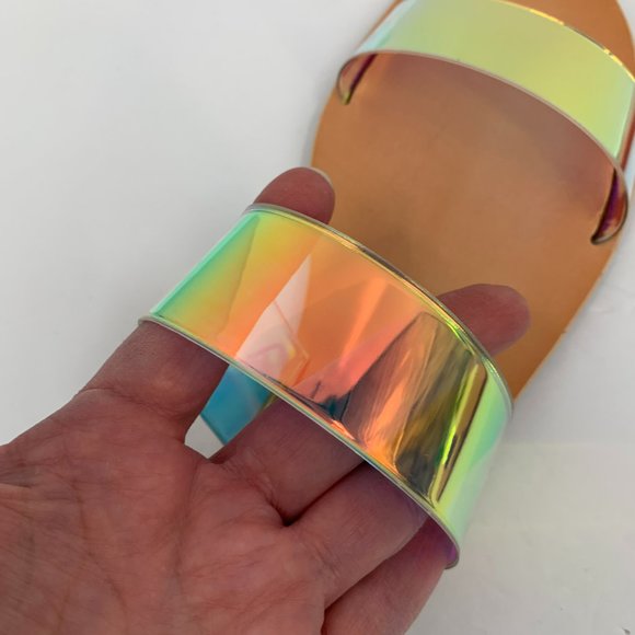 DV Dolce Vita Jane Iridescent double strap flat slide clear sandal new 8 - Picture 9 of 9